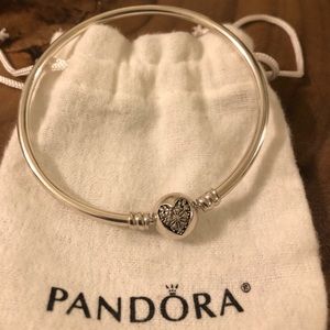 Pandora Silver Heart Bangle Bracelet